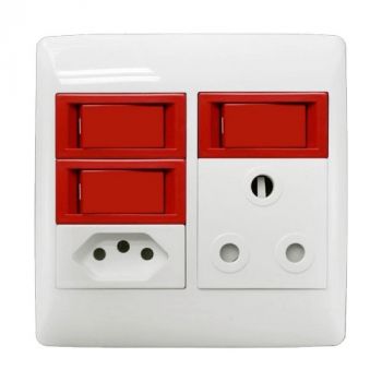 Crabtree 12006/113 Diamond 1x164-1 + 164-2 with 3 Red Single Pole Switches