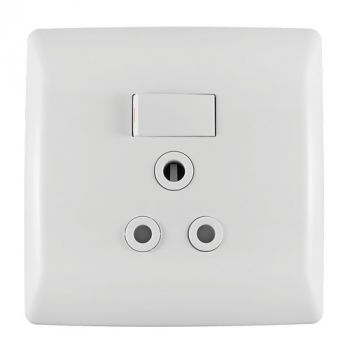 Crabtree 12151/601 Diamond Single Monoblock Socket 164-1 Switched on 4x4 Yoke with Coverplate
