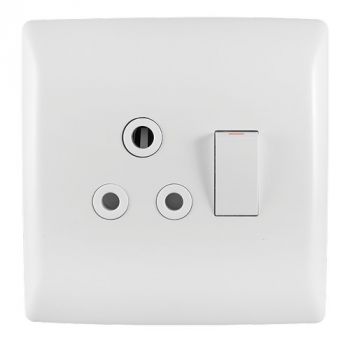 Crabtree 12161/601 Diamond Single Monoblock Socket 164-1 Switched on 4x4 Yoke with Coverplate