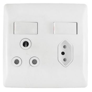 Crabtree 12167/601 Diamond Combo Socket 1x164-1 plus 1x164-2 Switched on 4x4 yoke with White Coverplate