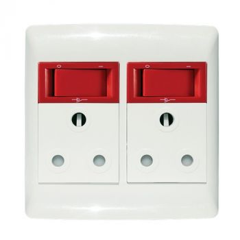 Crabtree 12301/123 Diamond 2x164-1 with Red Double Pole Switch