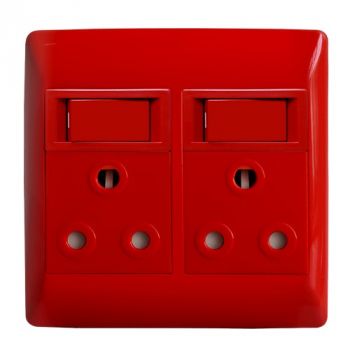 Crabtree 12303/313D Diamond Double Dedicated Socket with Red Single Pole Switch