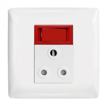 Crabtree 12311/113 Diamond Single Socket White with Red Single Pole Switch