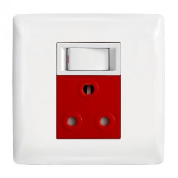 Crabtree 12313/111D Diamond Dedicated Red Single Socket with Red Single Pole Switch