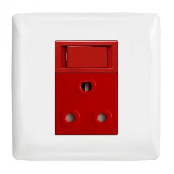 Crabtree 12313/113D Diamond Dedicated Red Single Socket with Red Single Pole Switch