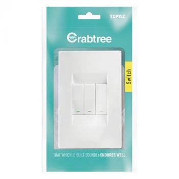 Crabtree 15133/601P Topaz 3 Lever 2 Way Complete with Coverplate