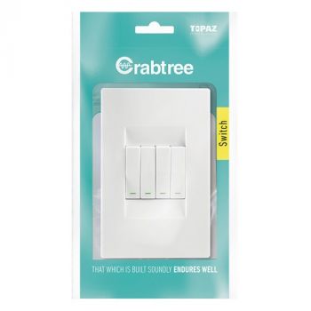 Crabtree 15142/601P Topaz 4 Lever 2 Way Complete with Coverplate