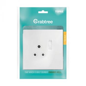 Crabtree 15221/601P Topaz Single Switched Socket Complete with Coverplate
