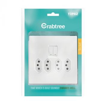 Crabtree 15224/601P Topaz Slimline Compact Socket (4x164-2) Complete with Coverplate