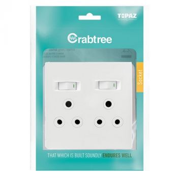 Crabtree 15232/601P Topaz Double Switched Socket Complete with Coverplate - packaged