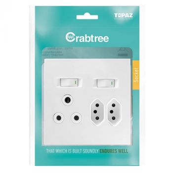 Crabtree 15233/601P Topaz Combination Switch Socket (1x164-1, 2x164-2) Complete with Coverplate