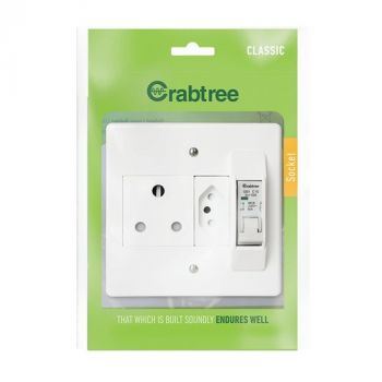 Crabtree 18007/101 Classic Circuit Breaker 1x164-1+1x164-2 Socket with Coverplate