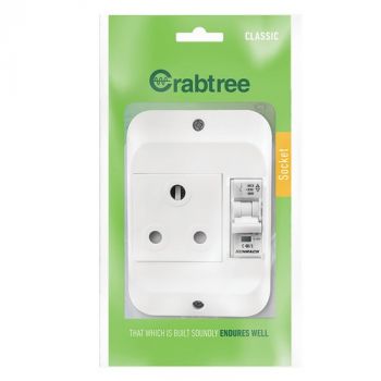 Crabtree 18008/101 Classic Industrial Circuit Breaker 16A Socket on Surface Box