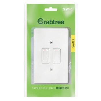 Crabtree 18011/6/601 Classic 2 Lever 1 Way Switch with Plastic Coverplate