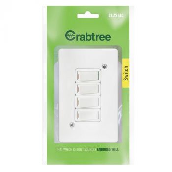Crabtree 18013/101 Classic 4 Lever 1 Way Switch with Coverplate