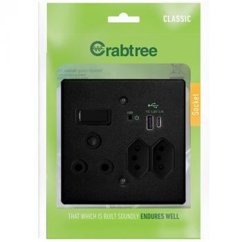 Crabtree 18027/428 Classic USB "A+C" 16A Combo Socket Monoblock With Coverplate