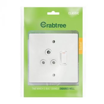Crabtree 18060/101 Classic Single Monoblock 164-1 Switched Socket with Coverplate