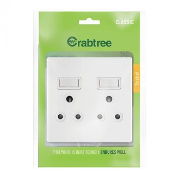Crabtree 18063/6/601 Classic Double Switched Socket with Plastic Coverplate