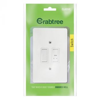 Crabtree 18065/101 Classic 2 Lever 1 500W LED Bell Press Dimmer Complete