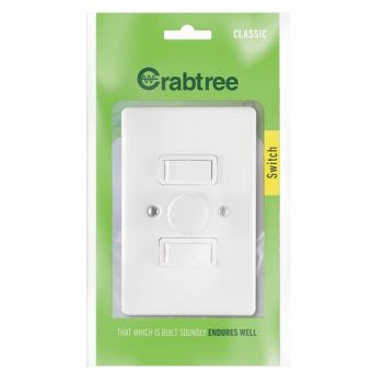 Crabtree 18068/101 Classic 2/3 Lever 500W LED Rotary Dimmer Complete