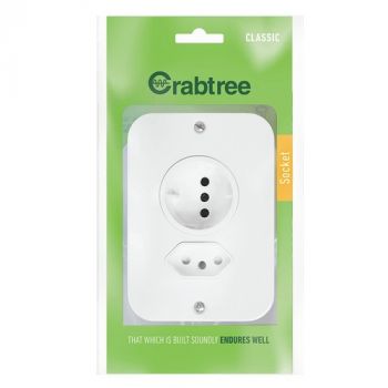 Crabtree 18088/101 Classic Industrial Schuko Combo 1x164-2+1x164-6 Socket