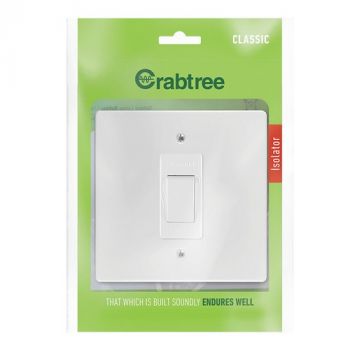 Crabtree 18111/6/601 Classic Double Pole 60A Isolator with Plastic Coverplate