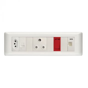 Crabtree 19001/113 Diamond 9 Way - 1x164-2, 1x164-1, Red Single Pole Switch, USB, Data RJ45 CAT6