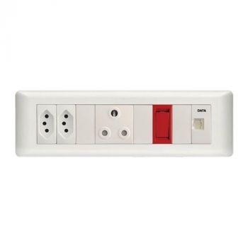 Crabtree 19002/113 Diamond 9 Way - 2x164-2, 1x164-1, Red Single Pole Switch, Data RJ45 CAT6