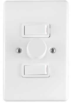 Crabtree 1945/101P Classic 2 Lever 600W Rotary Dimmer Switch on 2x4 Yoke with Steel Coverplate
