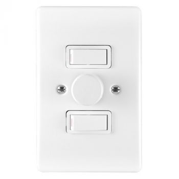 Crabtree 1946/101 Classic 3 Lever 600W Rotary Dimmer Switch on 2x4 Yoke with White Steel Coverplate