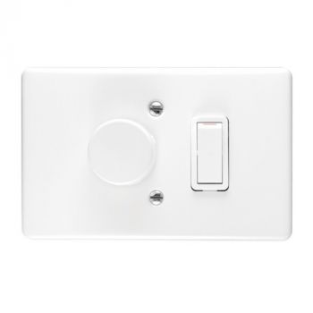 Crabtree 1950/101 Classic 1 Lever 800W Rotary Dimmer Switch on 2x4 Yoke with Steel Coverplate