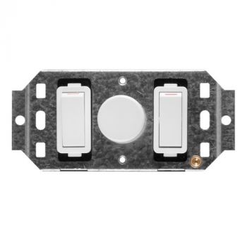 Crabtree 1951/101 Classic 2 Lever 800W Rotary Dimmer Switch on 2x4 Yoke with Steel Coverplate