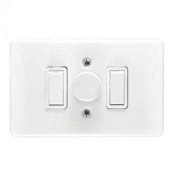 Crabtree 1952/101 Classic 3 Lever 800W Rotary Dimmer Switch on 2x4 Yoke with Steel Coverplate