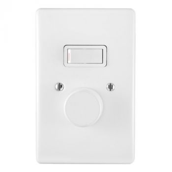 Crabtree 1954/101 Classic 2 Lever 500W LED Rotary Dimmer Switch on 2x4 Yoke with Steel Coverplate