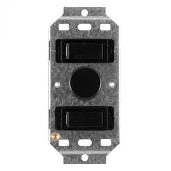 Crabtree 1955/008 Classic 3 Lever 500W Led Rotary Dimmer Switch on 2x4 Yoke