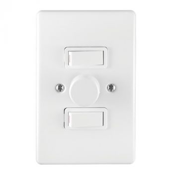 Crabtree 1965/101 Classic 2 or 3 Lever LED Press On/Off, Rotary Smart Dimmer Complete with Coverplate 225W