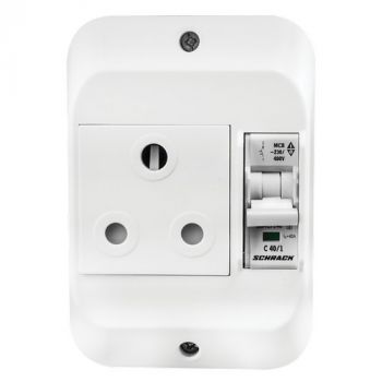 Crabtree 5051/16WCP Classic 16A Circuit Breaker Single Socket 164-1 on Surface Box
