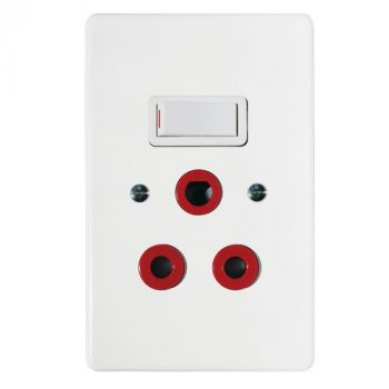 Crabtree 6396D/311 Classic Dedicated 164-4 Socket Red Switched White on 2x4 Yoke