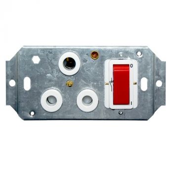 Crabtree 6396H/123 Classic Single Isolated STD Socket 164-1 White Double Pole Switched Red