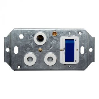 Crabtree 6396H/127 Classic Single Isolated STD 164-1 Socket White Double Pole Switched Blue on Yoke
