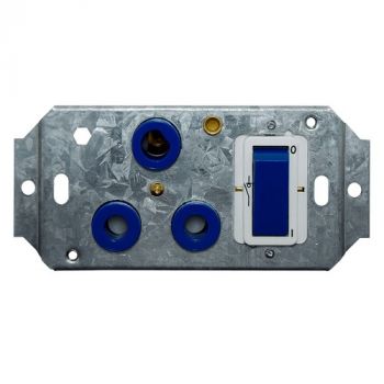 Crabtree 6396H/727 Classic Single Isolated STD Socket 164-1 Blue Double-Pole Switched Blue on 4x2 Yoke with White Coverplate