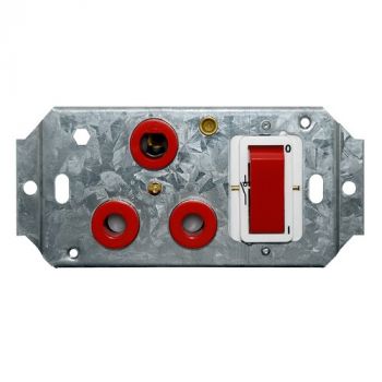 Crabtree 6396HD/323 Classic Single Dedicated Socket 164-4 Red Double-Pole Switched Red on 4x2 Yoke