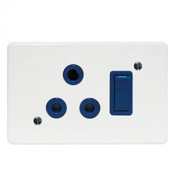 Crabtree 6396HD/717 Classic Single Dedicated Socket 164-4 Blue Switched Blue on 4x2 Yoke with Coverplate White