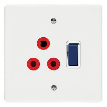 Crabtree 6397ND/327 Classic Single Dedicated Socket 164-4 Red Double Pole Switched Blue on Yoke with Coverplate