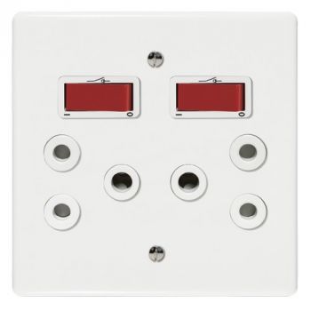 Crabtree 6398/123 Classic Double Isolated 164-1 STD Socket, Double Pole Red Switched on Yoke with Coverplate