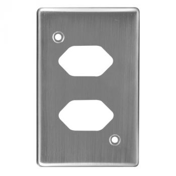 Crabtree 6527/511 Classic Double Slimline Socket Unswitched Steel Coverplate