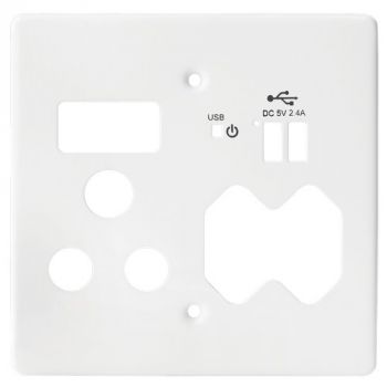 Crabtree 6532/101P 100x100, 4x4 combo socket, white