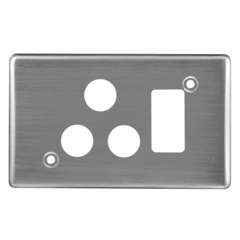 Crabtree 6546H/511 Classic Single STD Switched Socket Steel Coverplate