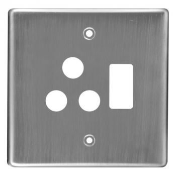 Crabtree 6547N/511 Classic Single STD Switched Steel Socket Coverplate