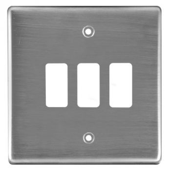 Crabtree 6577/511 Classic 3 Lever Steel Coverplate